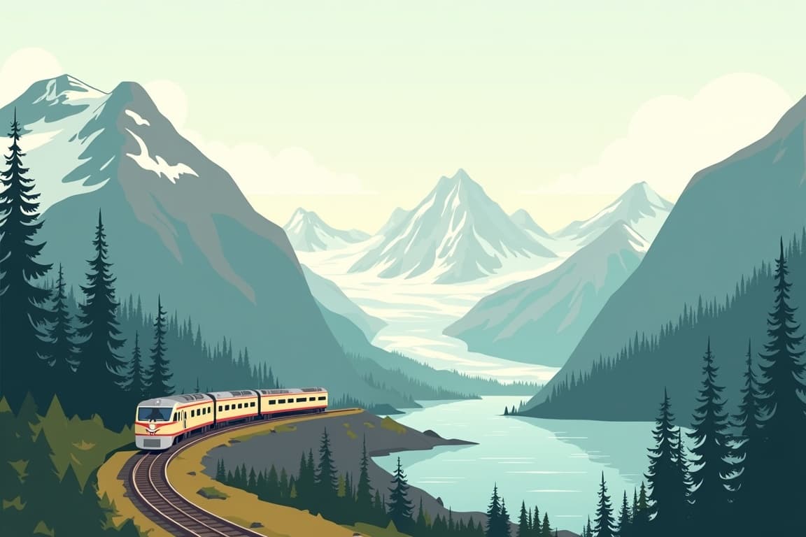 Illustration of Glaciers, Trains & Trails of Alaska