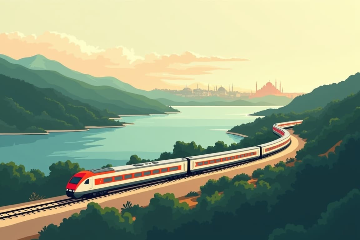 Illustration of Golden Eagle Danube Express Balkan Explorer from Rome to Istanbul