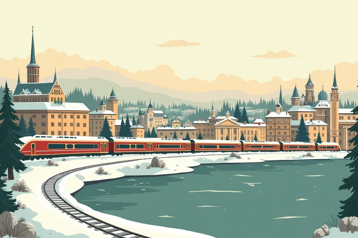 Illustration of Golden Eagle Danube Express - Christmas Markets of Central Europe from Munich with Amsterdam and Paris