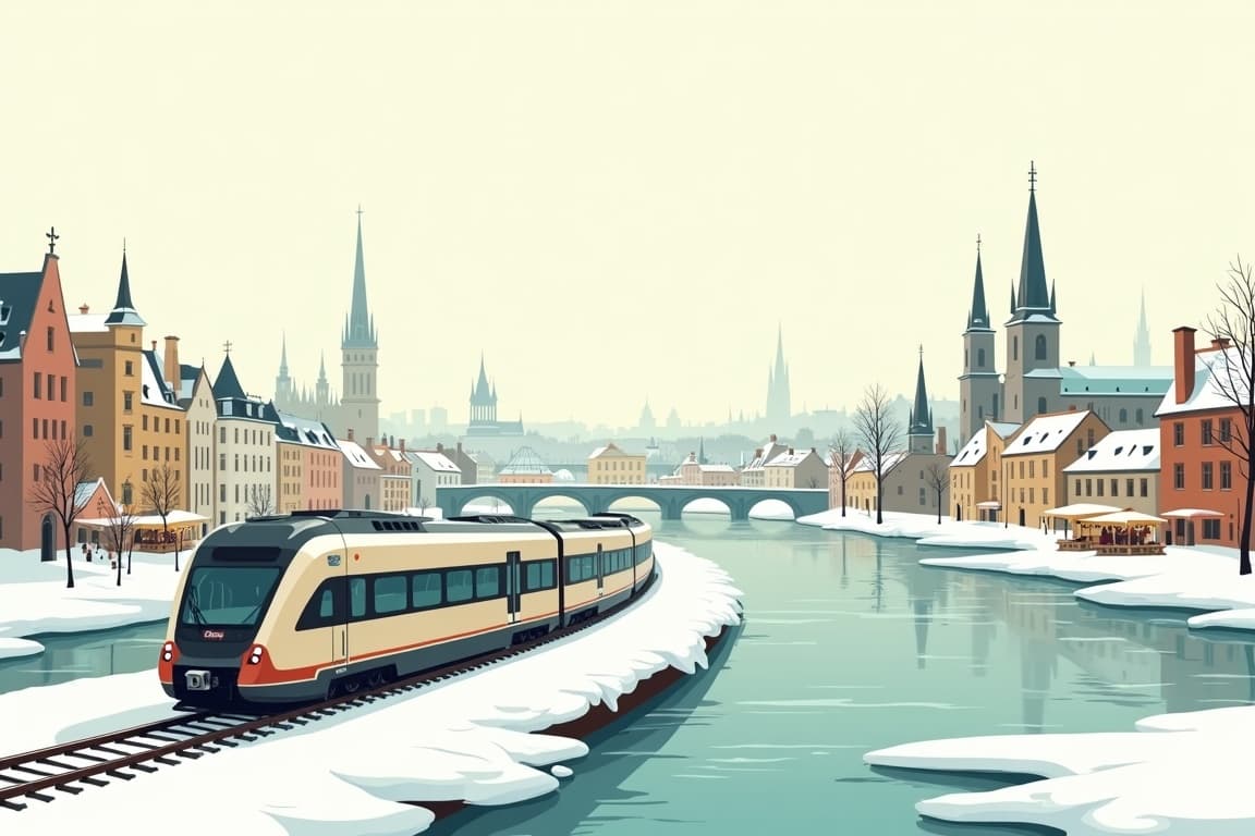 Illustration of Golden Eagle Danube Express - Christmas Markets of Central Europe from Munich with Amsterdam, Brussels, and Bruges