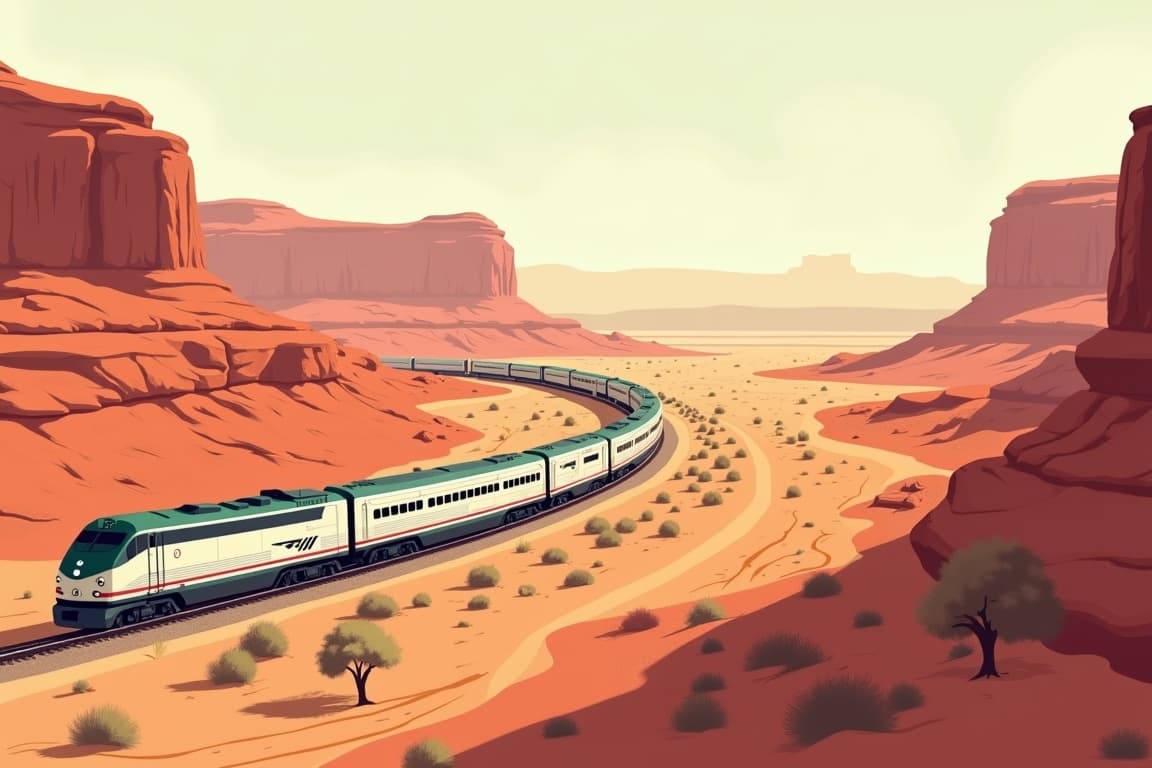 Illustration of Grand Canyon and the National Parks of the Southwest with Las Vegas