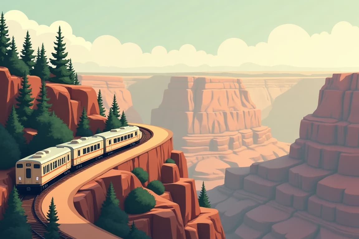 Illustration of Grand National Parks with Grand Canyon, Yosemite, and Glacier National Park Roundtrip from Washington, D.C.