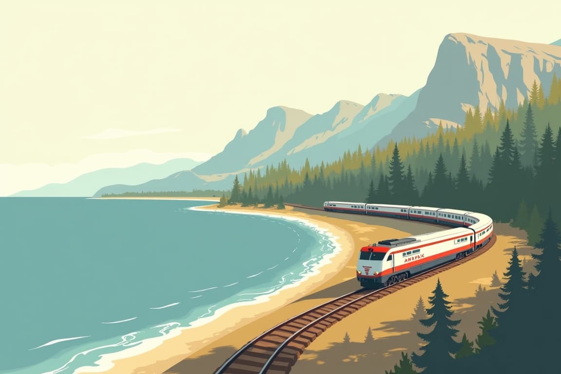 Illustration of Grand National Parks with Grand Canyon, Yosemite, and Glacier National Park