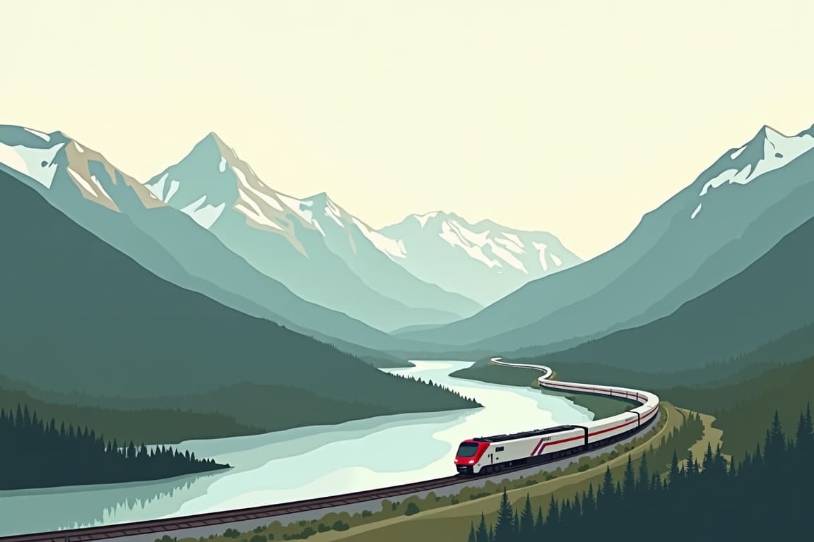 Illustration of Grand National Parks with Yellowstone, Yosemite, and Glacier National Park