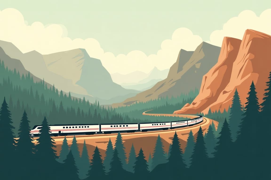 Illustration of Grand National Parks with Yellowstone, Yosemite, and the Grand Canyon