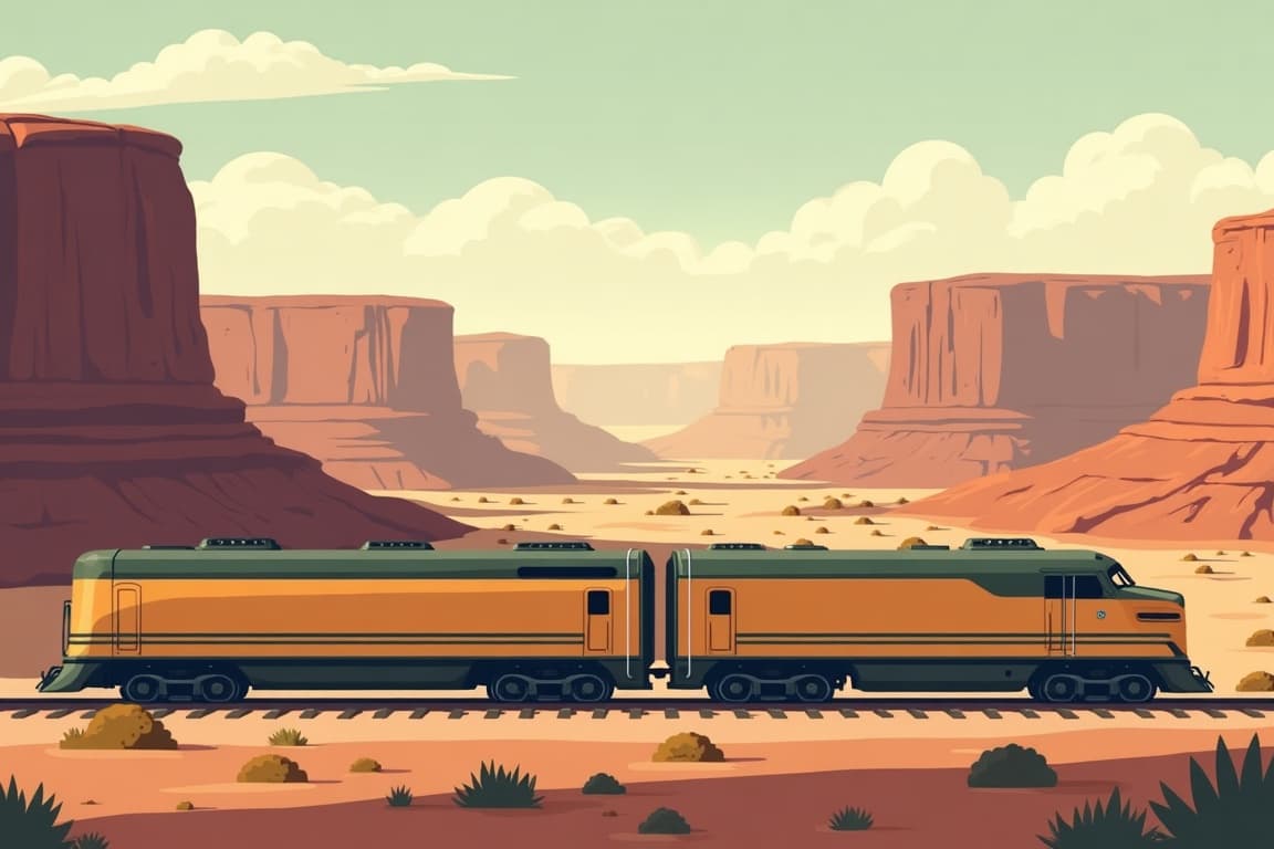 Illustration of Grand National Parks with Yellowstone, Yosemite, and the Grand Canyon Roundtrip from New York City