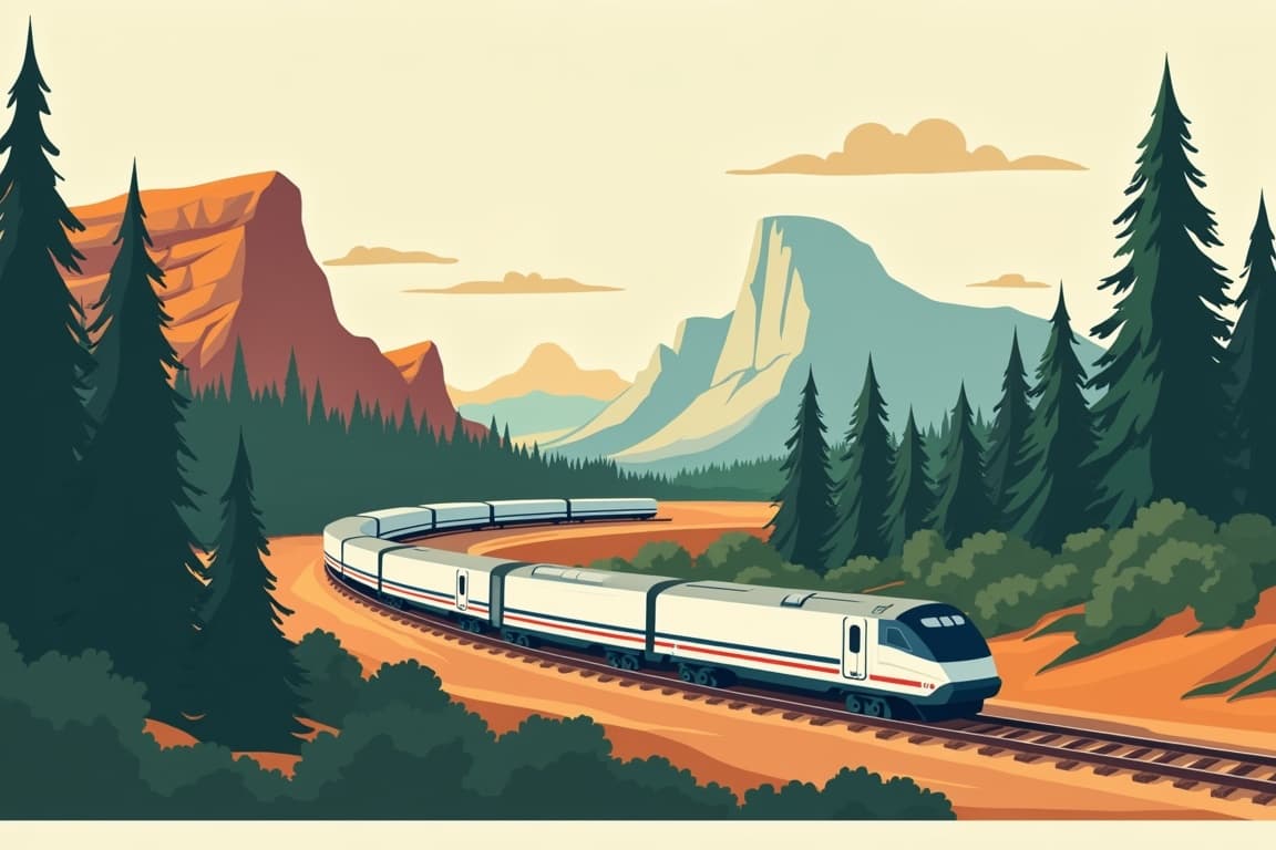 Illustration of Grand National Parks with Yellowstone, Yosemite, and the Grand Canyon Roundtrip San Francisco