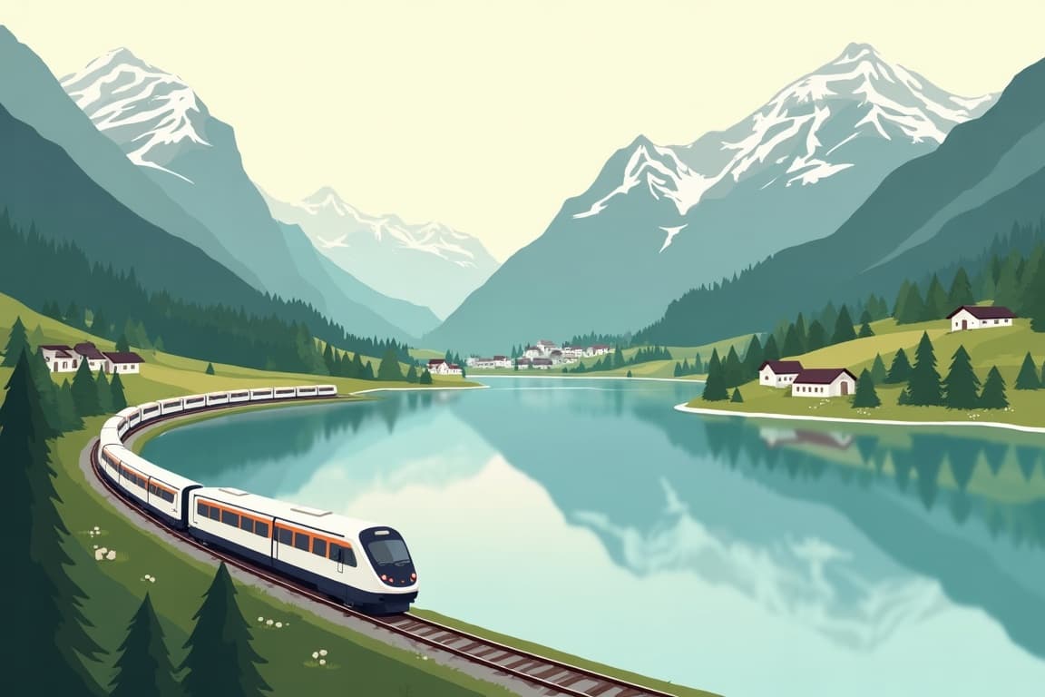 Illustration of Grand Tour of Switzerland by First Class Rail
