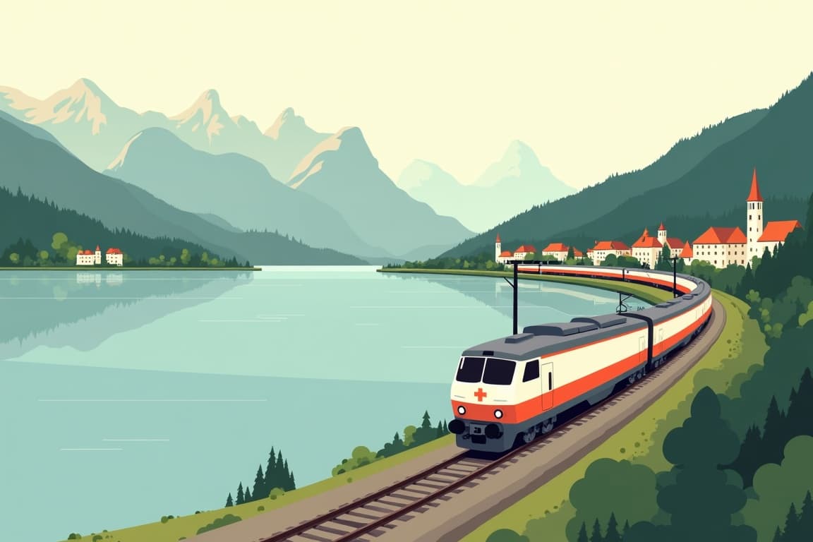 Illustration of Grand Train Tour of Switzerland - Faszination Wasser