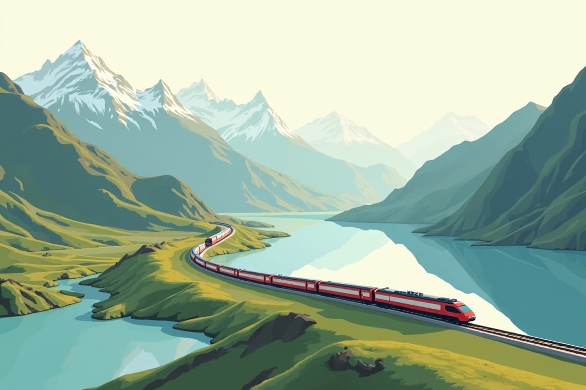 Illustration of Grand Train Tour of Switzerland - Gletscher und Palmen