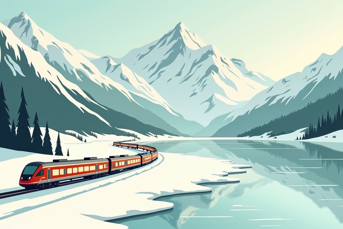 Illustration of Grand Train Tour of Switzerland - Le meilleur de l'hiver