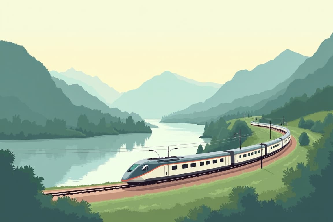 Illustration of Grand Train Tour of Switzerland – Stunning Waters