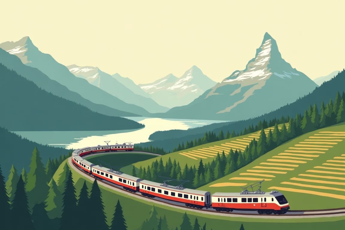 Illustration of Grand Train Tour of Switzerland – Top Attractions