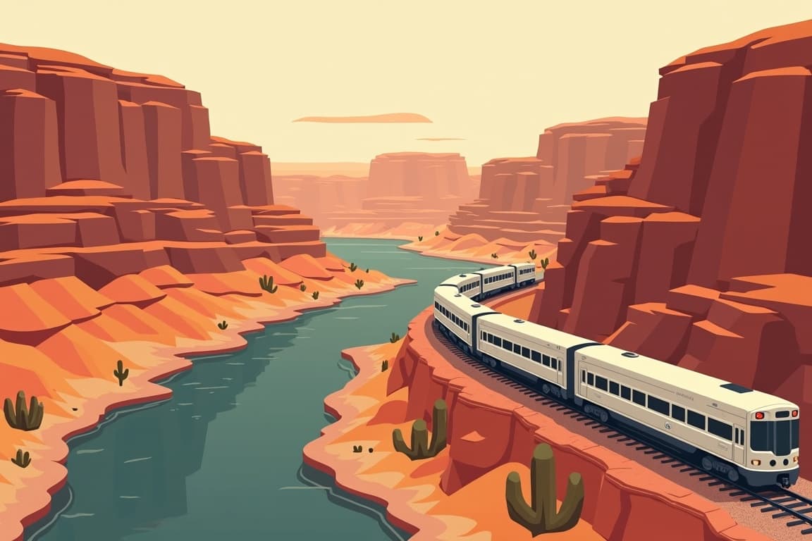 Illustration of Great Parks of the Southwest featuring the Grand Canyon