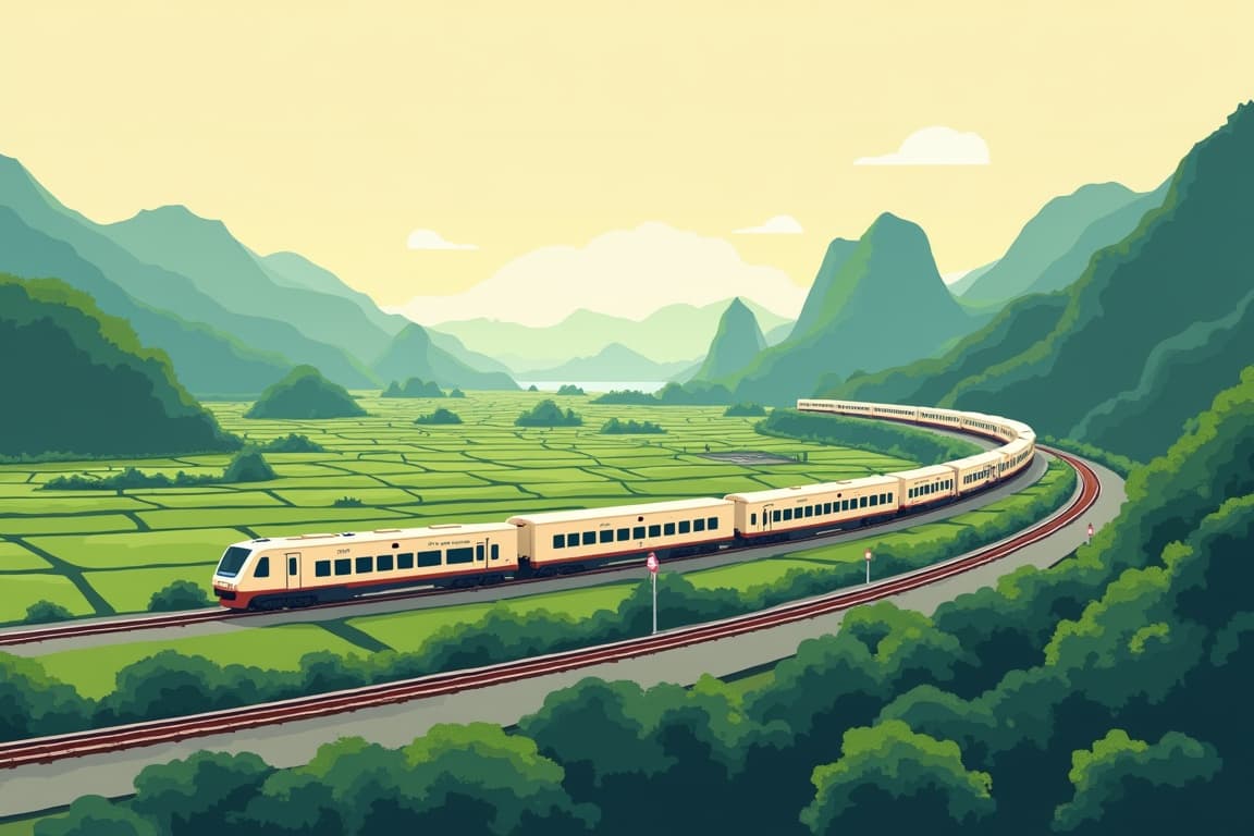 Illustration of Hanoi to Ho Chi Minh City aboard the SJourney