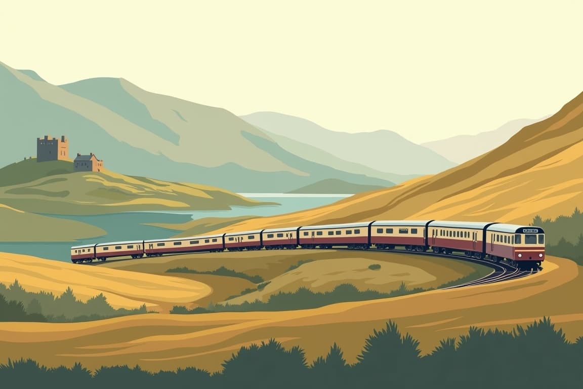 Illustration of Highlands, Castles and Whisky by Train