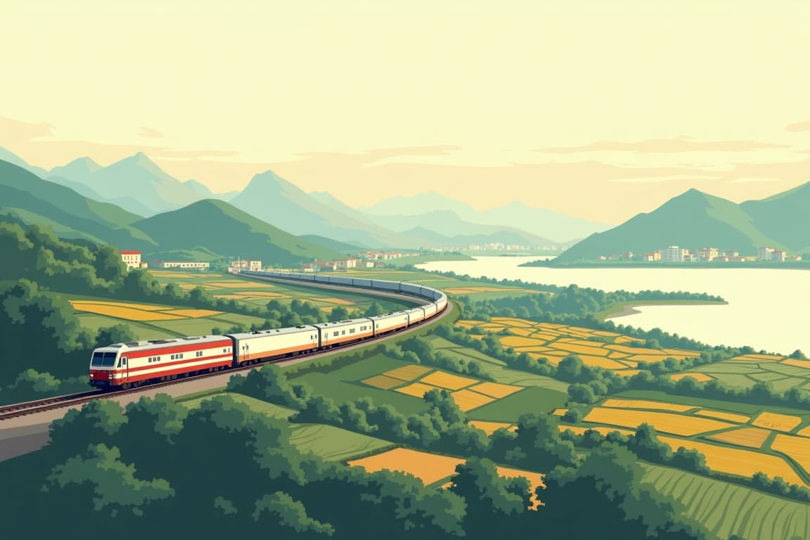 Illustration of Ho Chi Minh to Hanoi – Vietnam by Rail