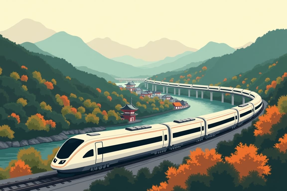 Illustration of Japan by Rail – Highlights of Honshu for the Colours of Autumn