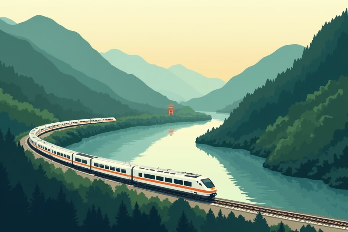 Illustration of Jewels of Japan by Rail