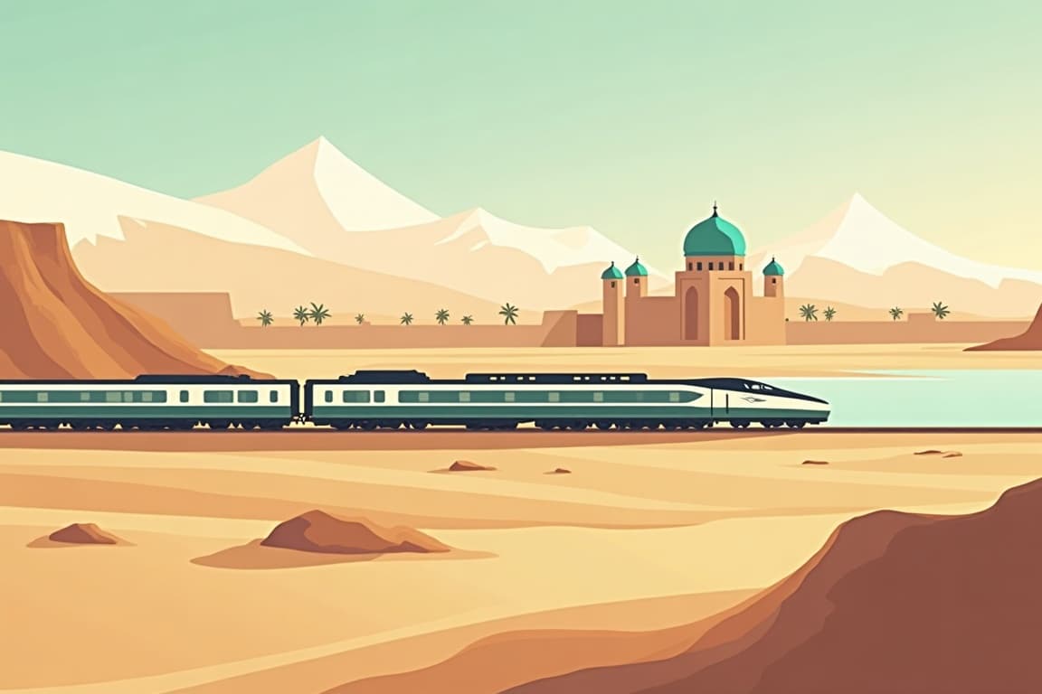 Illustration of La Route de la Soie en train (Orient Silk Road Express)