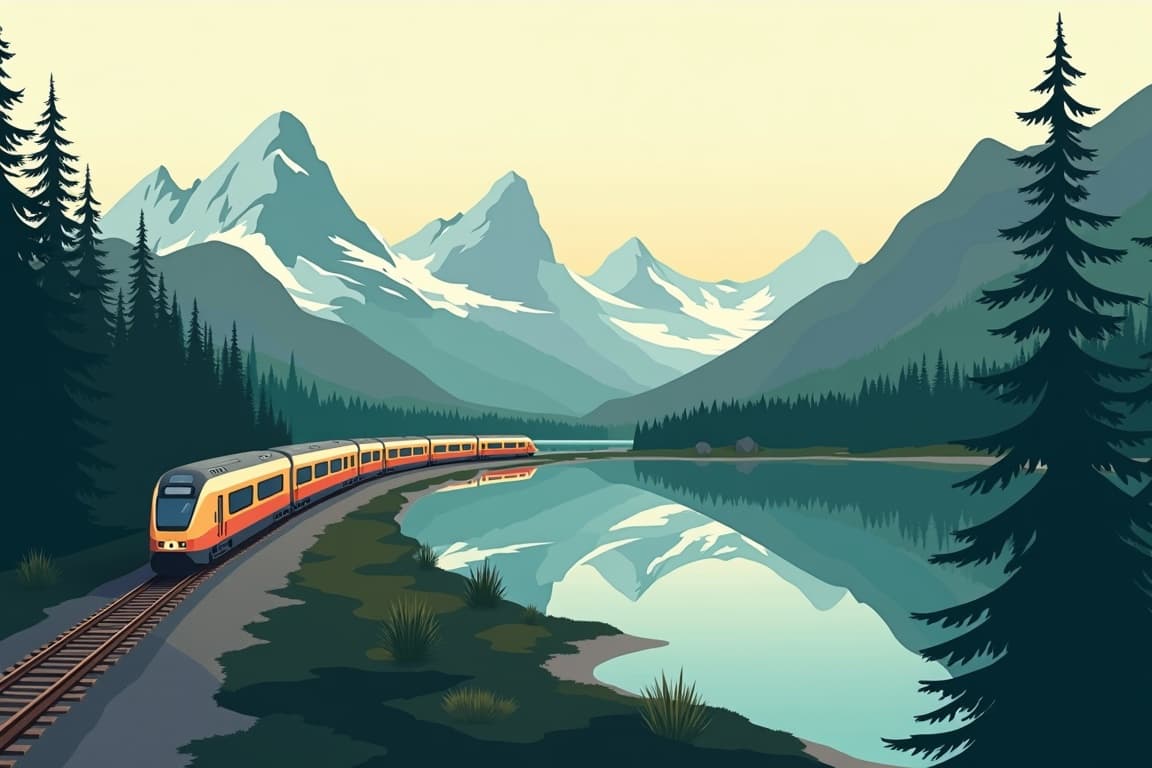 Illustration of Lakes & Lodges of Glacier National Park
