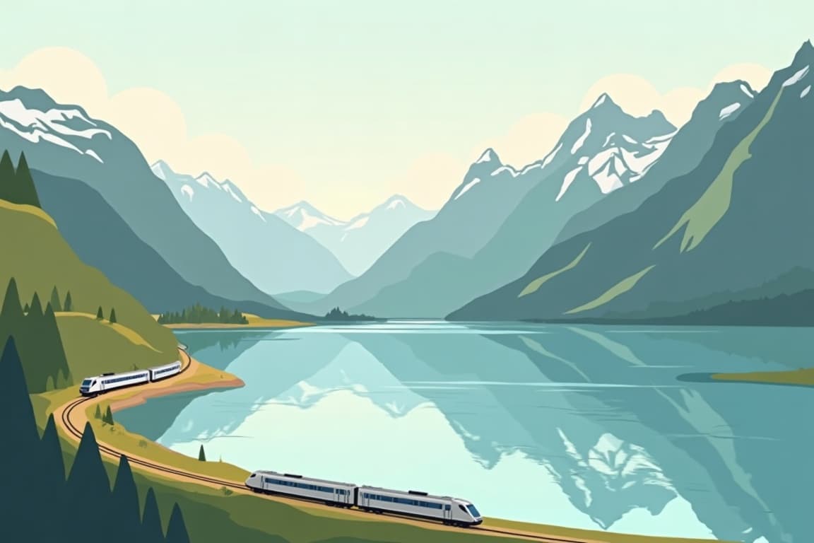 Illustration of Lakes and Mountains of Switzerland and Italy