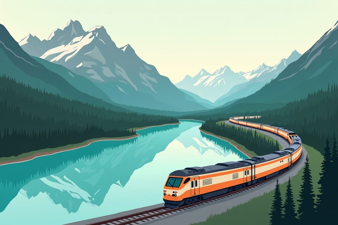 Illustration of Lakes, Mountains & The Rockies