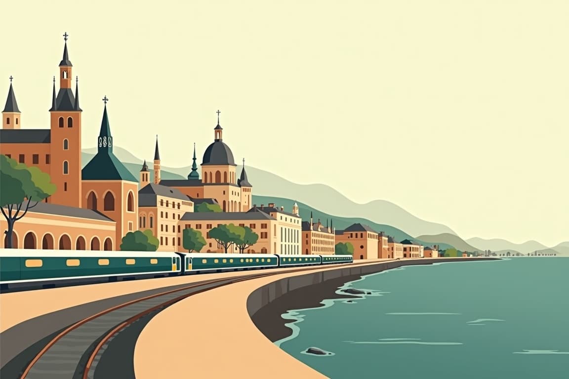 Illustration of London, Amsterdam, Paris, and Barcelona