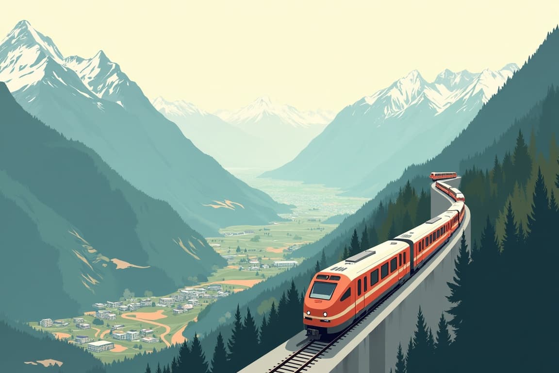 Illustration of Lucerne to Milan via the Bernina Express