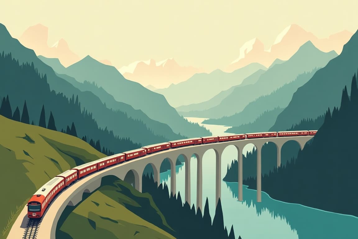Illustration of Lucerne to Venice via the Bernina Express
