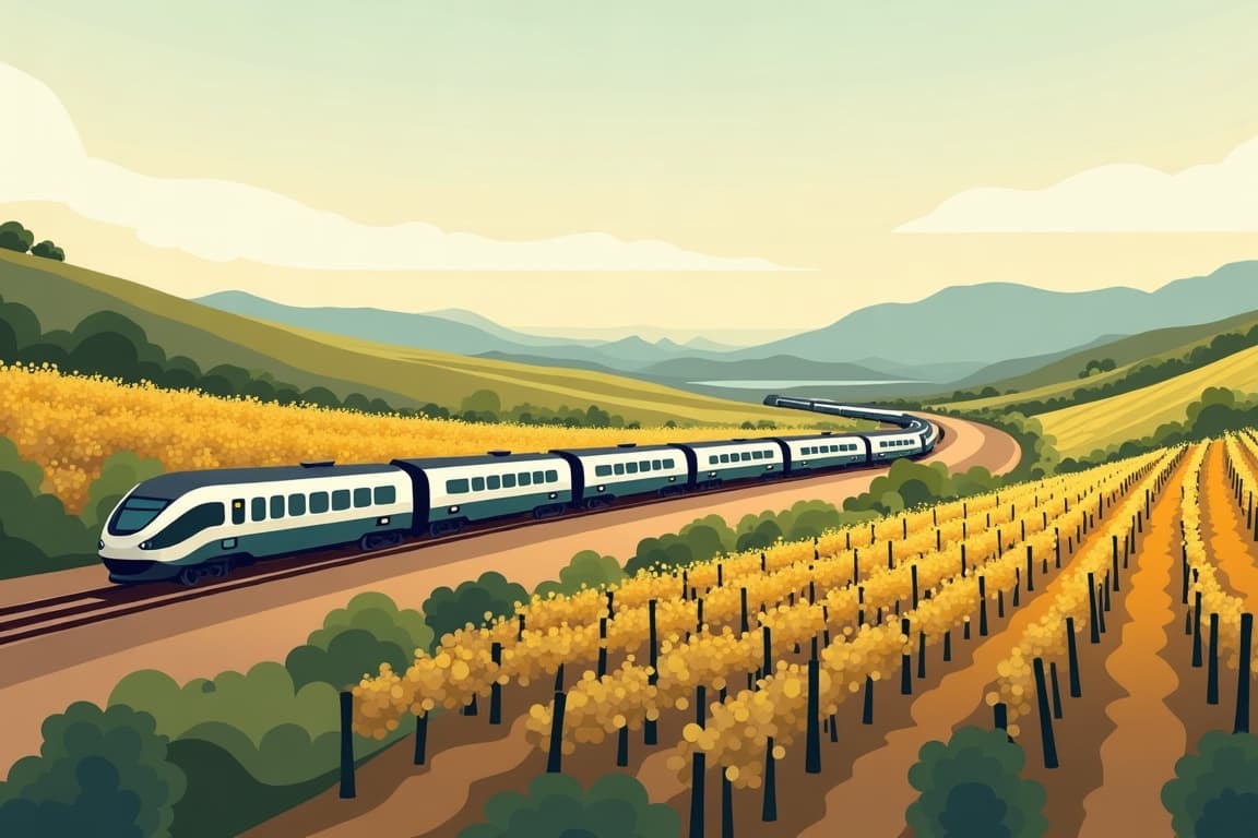 Illustration of Luxury Blue Train from Cape Town to Pretoria