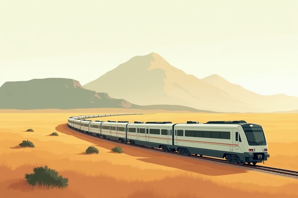 Illustration of Luxury Blue Train from Pretoria to Cape Town with Victoria Falls