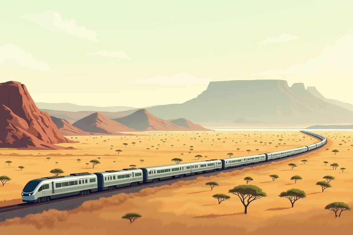 Illustration of Luxury Blue Train from Pretoria to Cape Town
