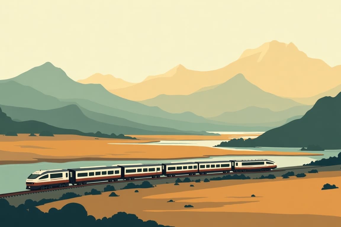 Illustration of Luxury Rovos Rail from Cape Town to Pretoria and Kruger National Park