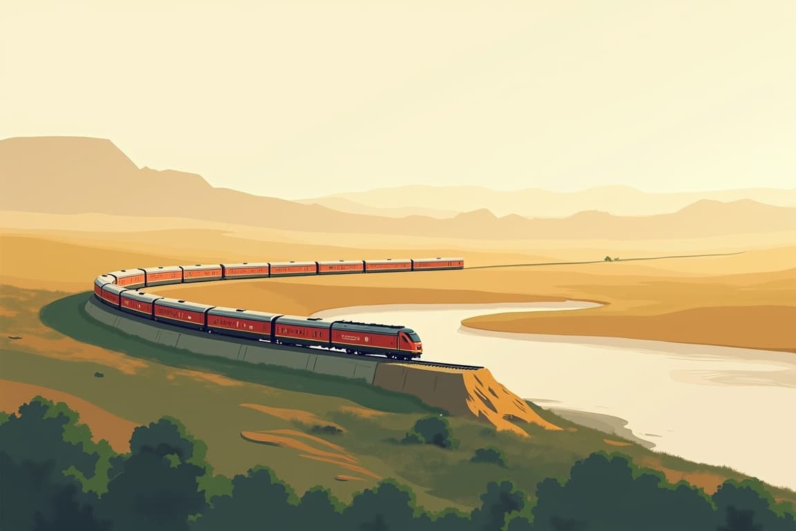 Illustration of Luxury Rovos Rail from Pretoria to Cape Town with Victoria Falls
