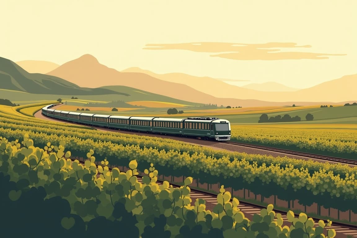Illustration of Luxury Rovos Rail from Pretoria to Cape Town