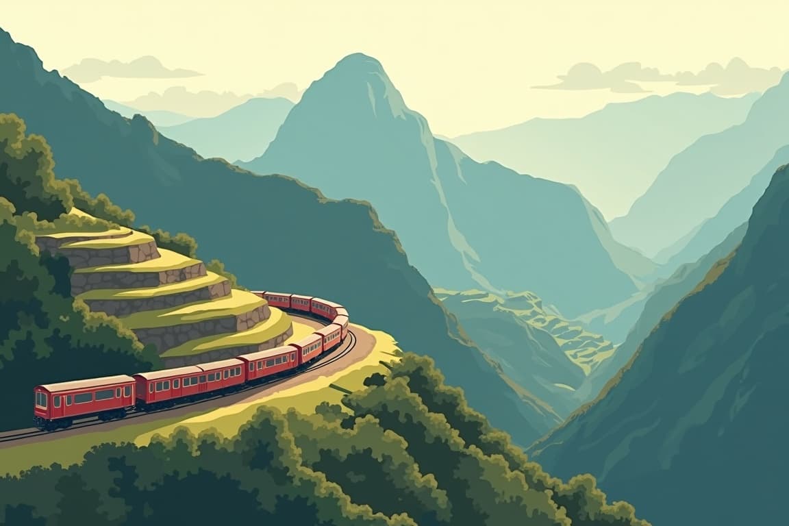 Illustration of Machu Picchu: Afternoon Travel and Second-Day Visit