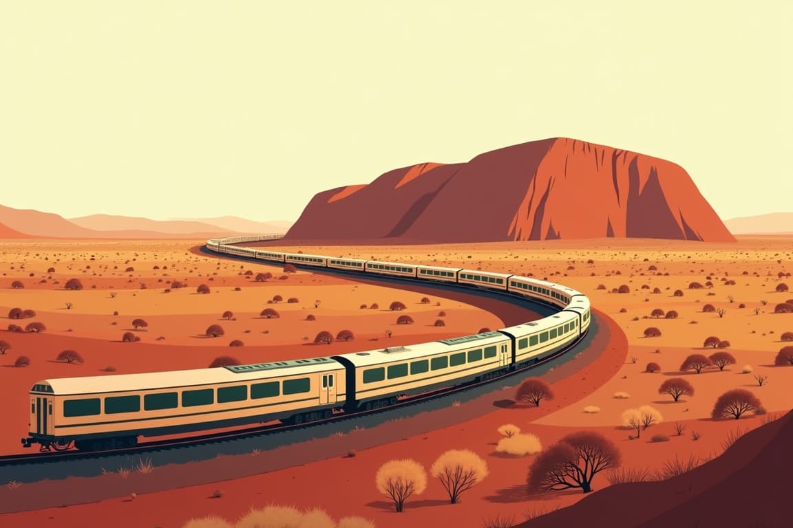 Illustration of Melbourne to Alice Springs and Uluru
