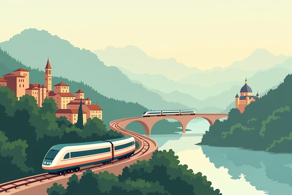 Illustration of Milan, Florence, and Zurich from Paris