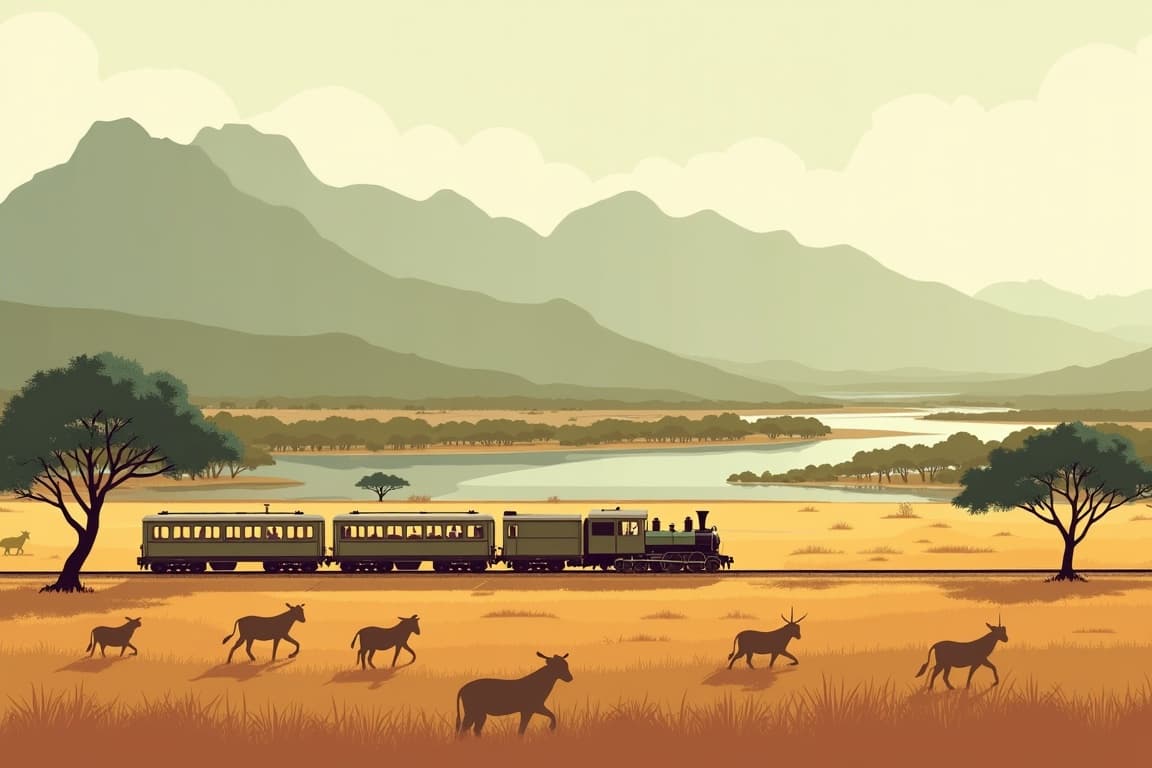 Illustration of Mit Rovos Rail durch Afrika: Exklusiv-Charter von Kapstadt bis Dar Es Salaam