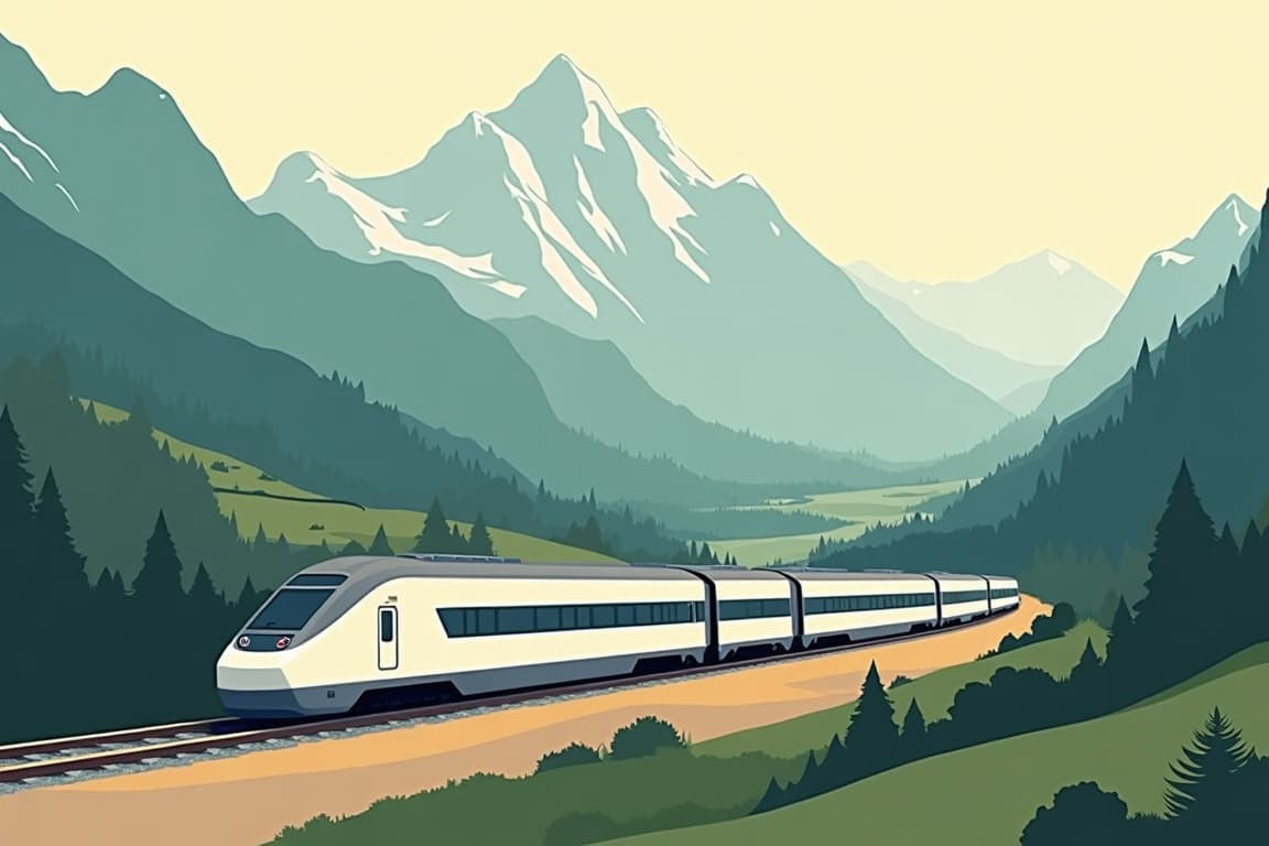 Illustration of Mountains of Austria and Switzerland