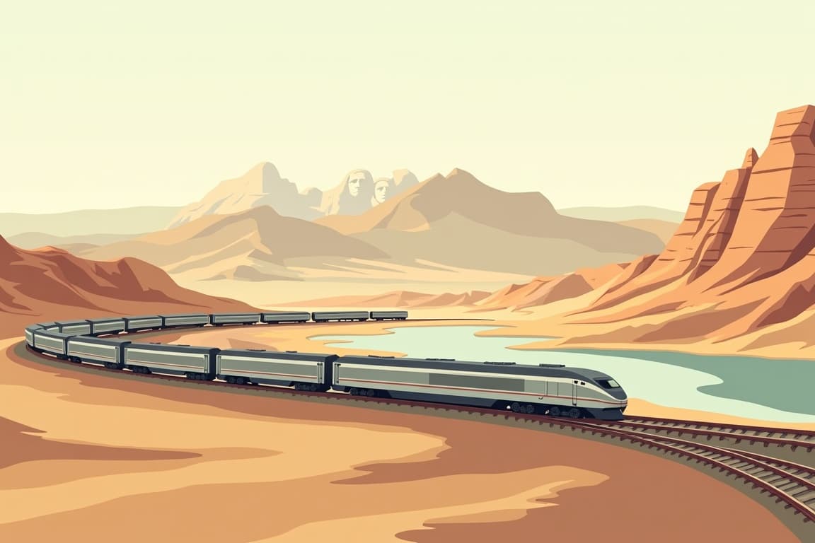 Illustration of Mt. Rushmore, the Badlands, & Yellowstone