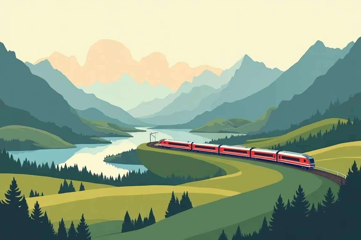 Illustration of Munich, Salzburg, and Vienna from Zurich