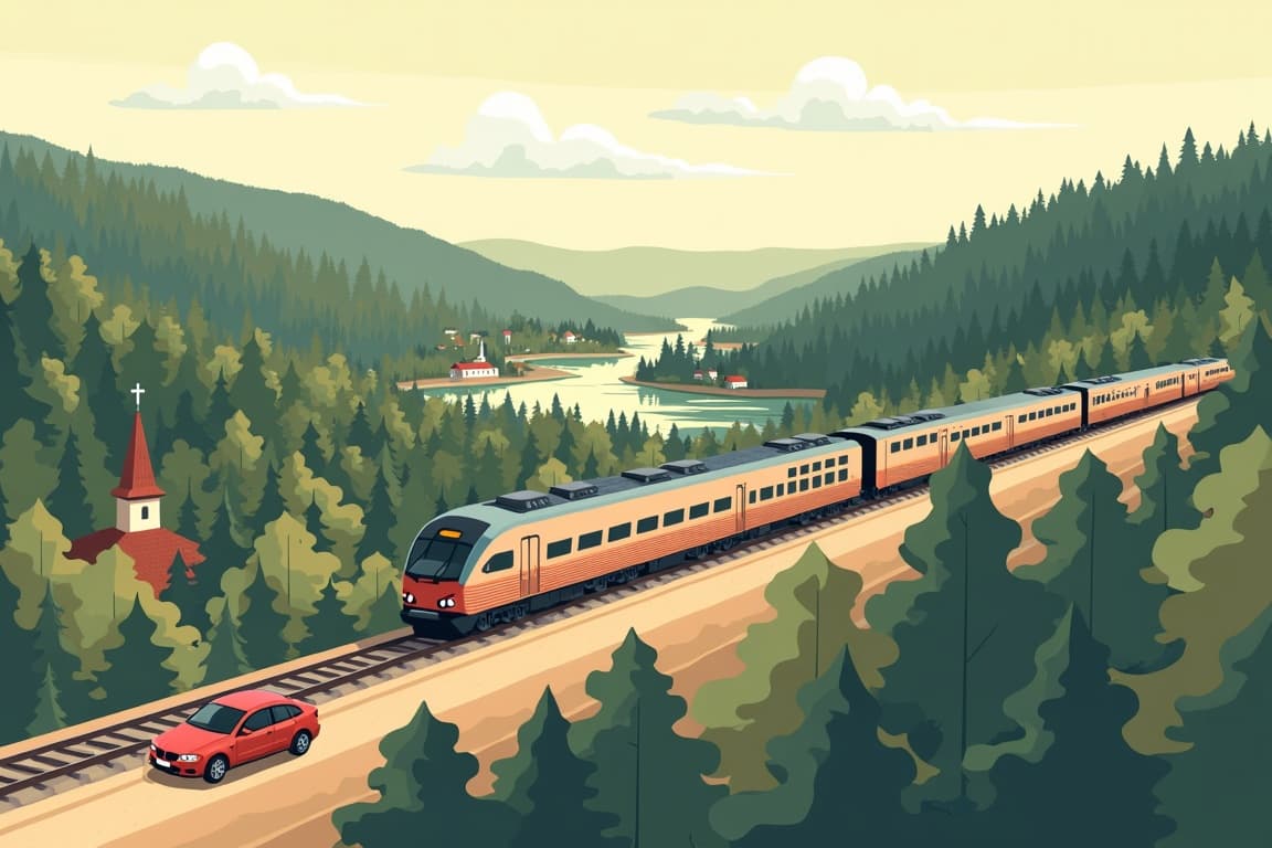 Illustration of New England in a Nutshell: Rail & Drive
