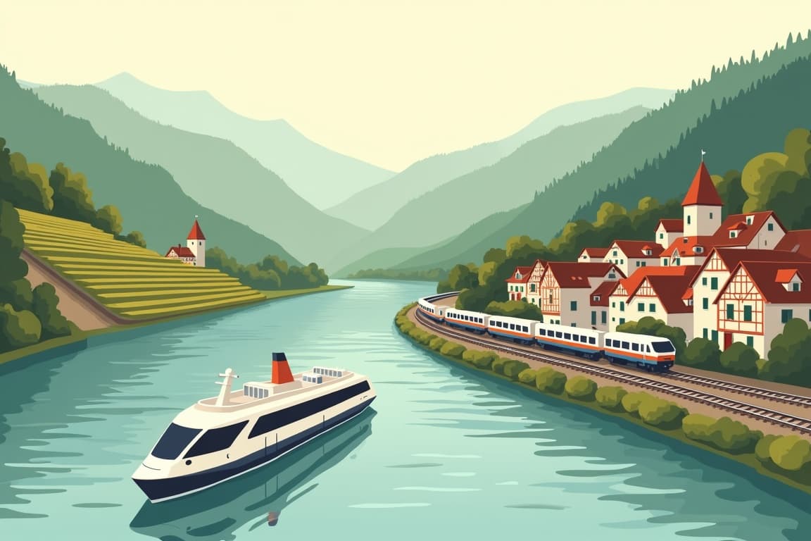 Illustration of New Year on the Rhine: Mainz, Basel & Rüdesheim