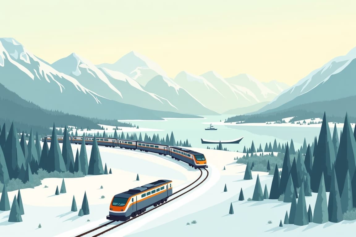 Illustration of Norway Winter Wonderland by Rail and Sea