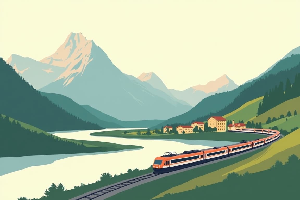 Illustration of Paris to Milan via the Classic Highlights of Switzerland