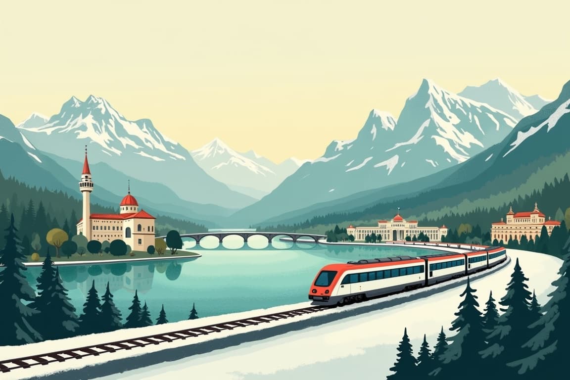 Illustration of Paris to Venice and Vienna via the Alps