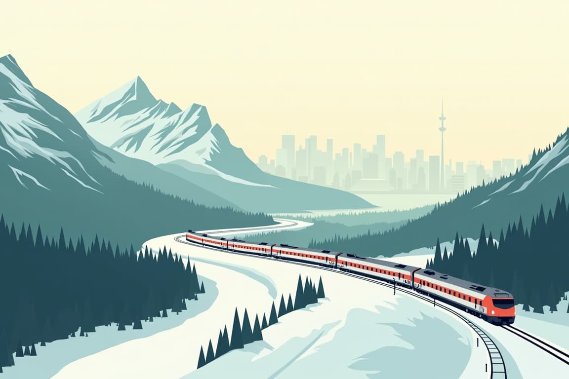 Illustration of Premium Canada & the Rocky Mountains at Christmas