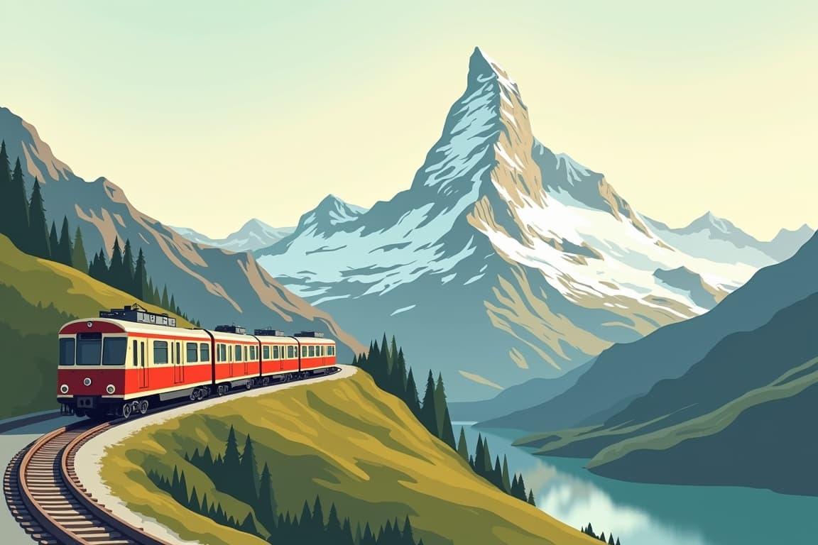 Illustration of Railbookers Signature - Glacier and Bernina Express, the Matterhorn, and the Last Supper